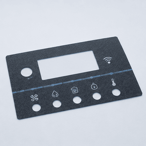 Printed membrane switch panel with display window and appliance icons