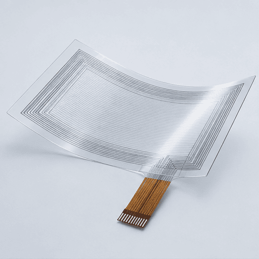 Flexible transparent capacitive touch sensor film with silver traces and FPC tail