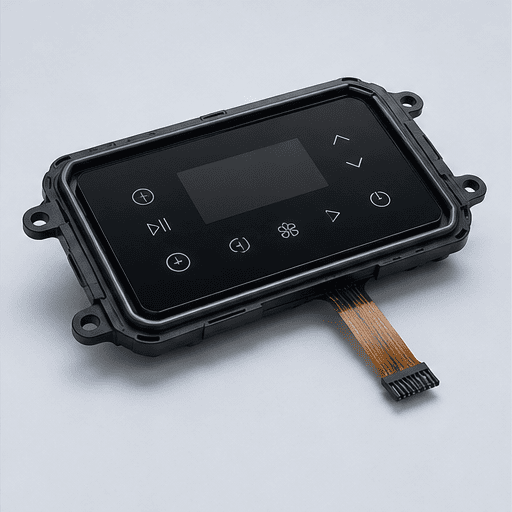 Assembled HMI control panel with housing, display window and FPC tail