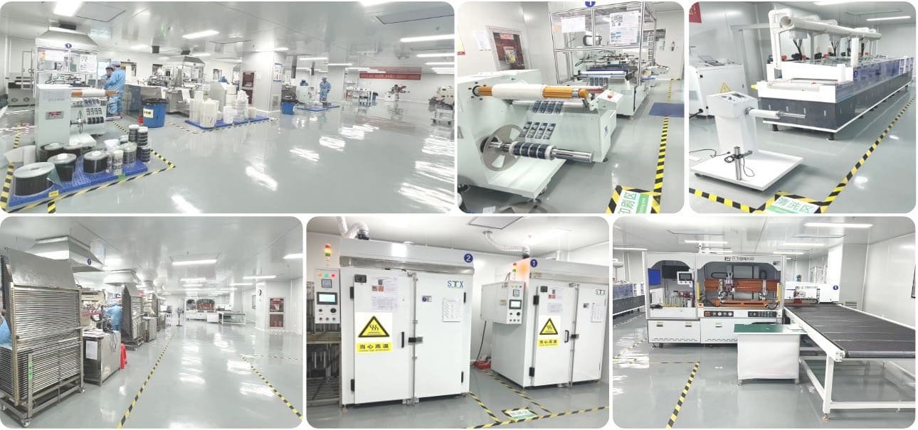 Circuit printing workshop with automated lines and curing ovens